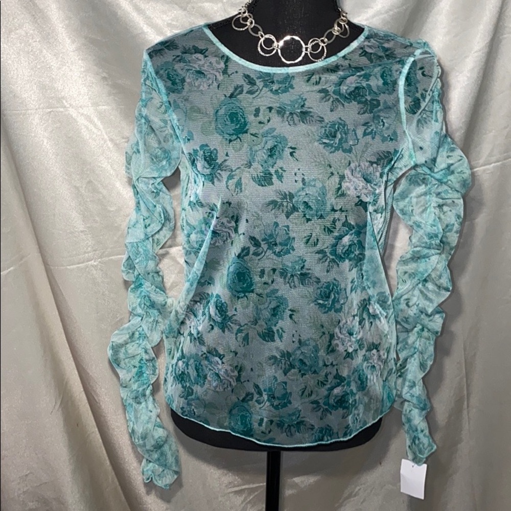 💚ZARA Tara Sheer Long Sleeved Top